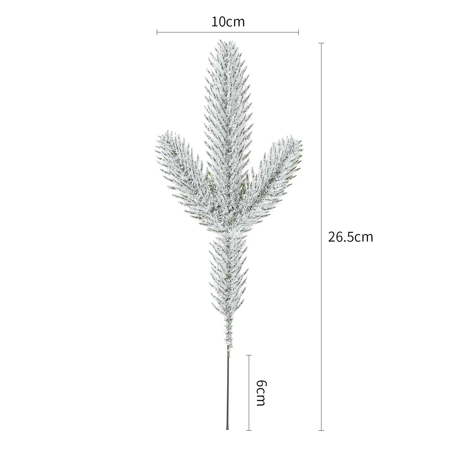 Frosted Pine Pick with Size Details for Holiday Craft Projects