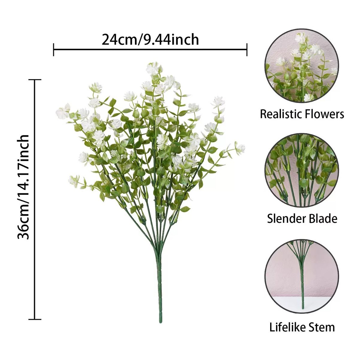 Artificial Mini Flower Bush with Size and Flower Details