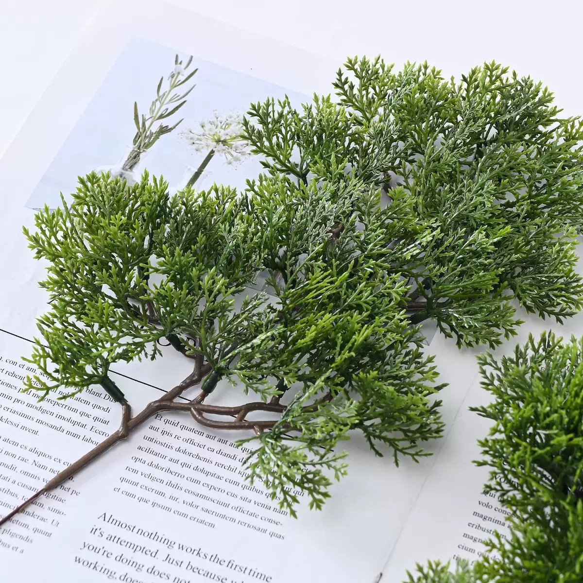 Realistic Artificial Cedar Foliage Detail with Natural Green Texture