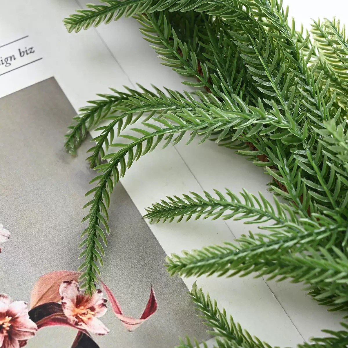 Realistic Pine Needle Foliage Detail of Artificial Pine Garland