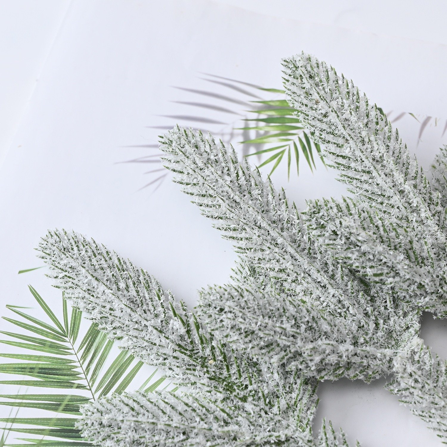 Snowy Frosted Pine Pick for Seasonal Floral Arrangements