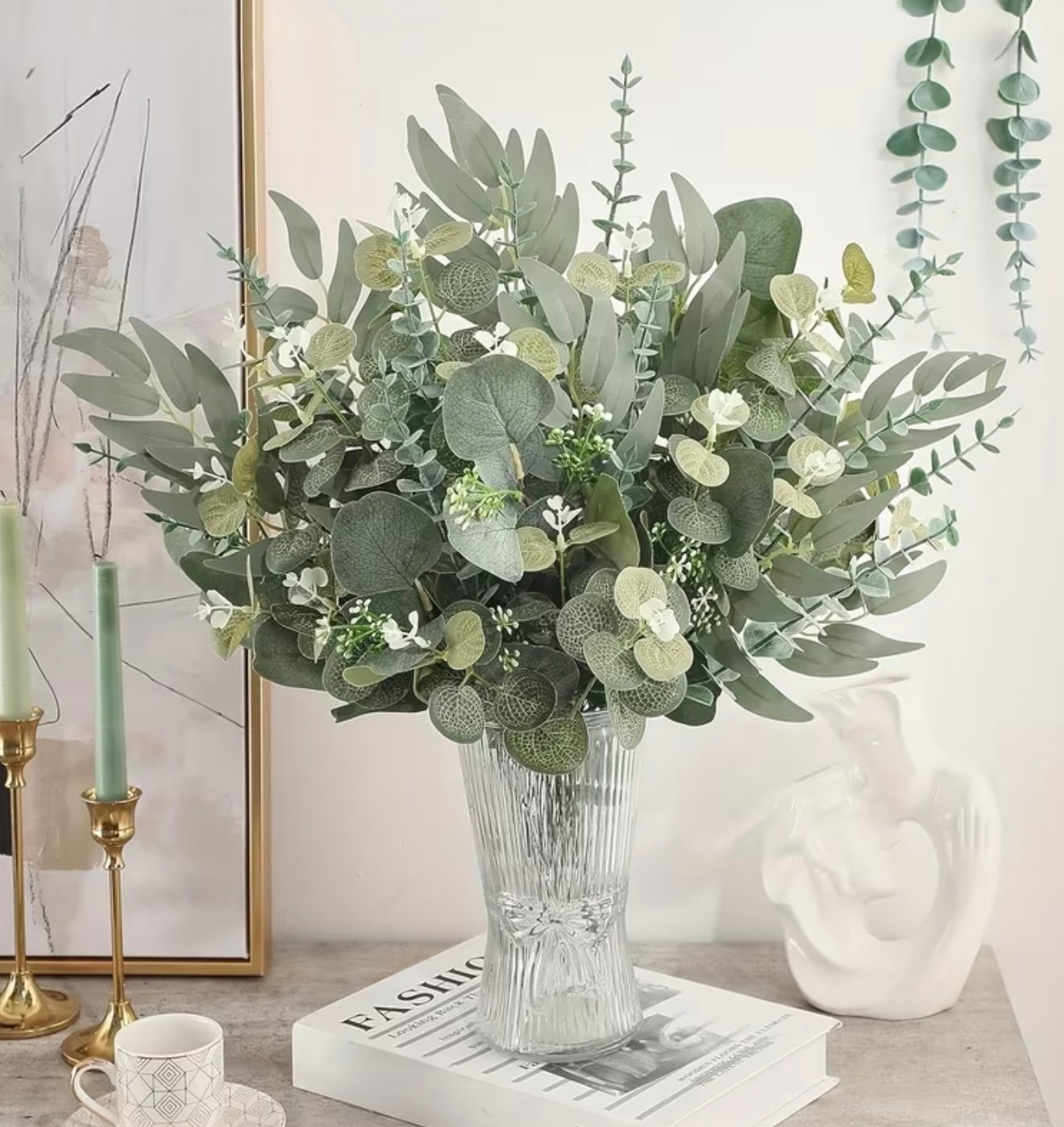 Artificial Eucalyptus Greenery Bush in Vase Arrangement