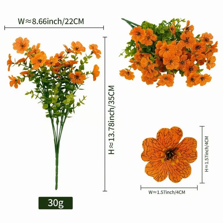 Orange Artificial Cosmos Flower Bush for Seasonal Decoration