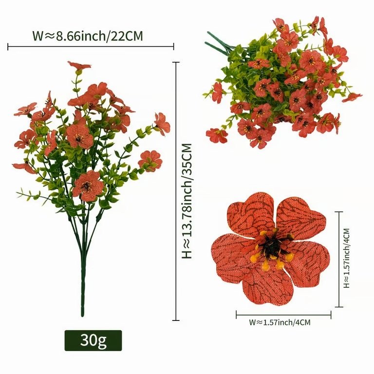 Orange Artificial Cosmos Flower Bush for Seasonal Displays