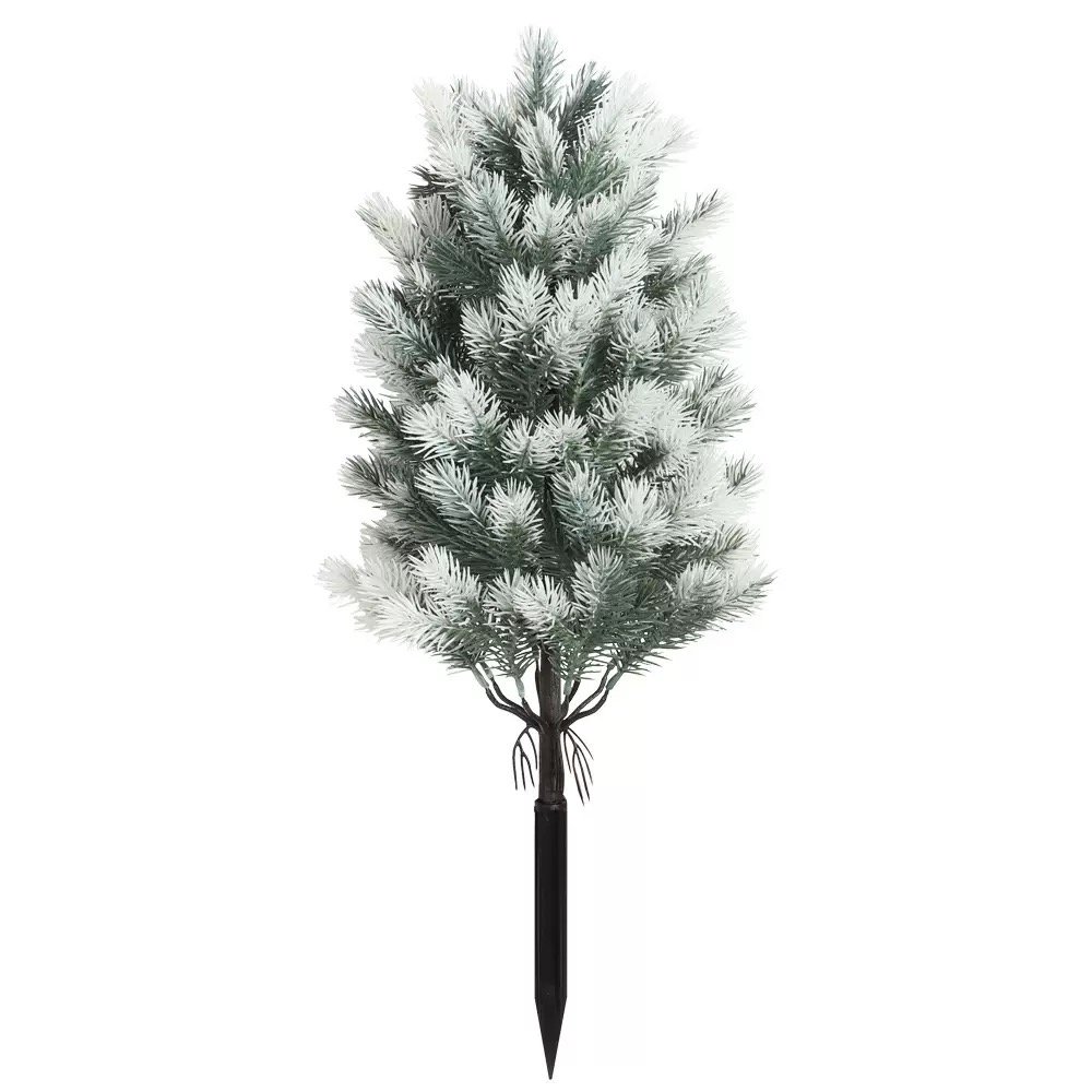 Frosted Artificial Pine Tree Stake for Winter and Holiday Decoration