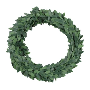 Coiled artificial green leaf garland, 7.5 m