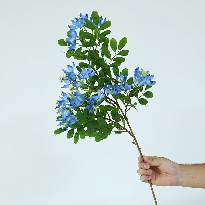 Blue artificial albizia flower branch