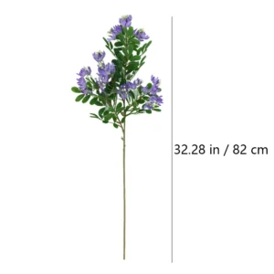 Size diagram for purple artificial albizia flower branch