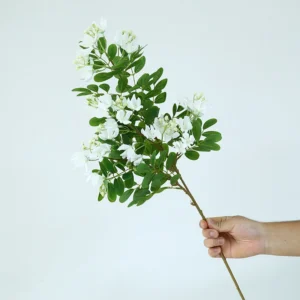White artificial albizia flower branch