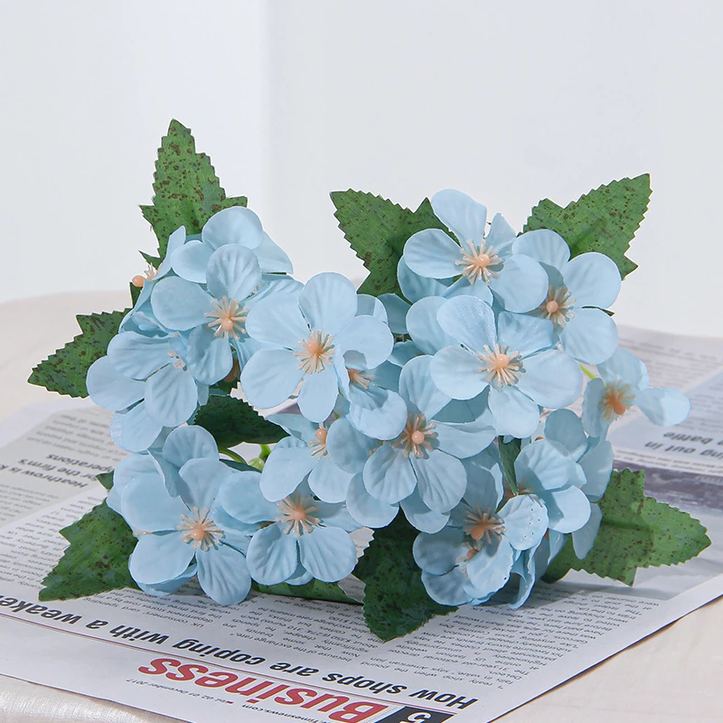 Blue artificial Apricot Blossom Flower Bush, 31 cm