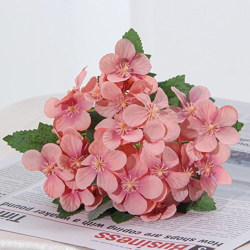 Coral artificial Apricot Blossom Flower Bush, 31 cm