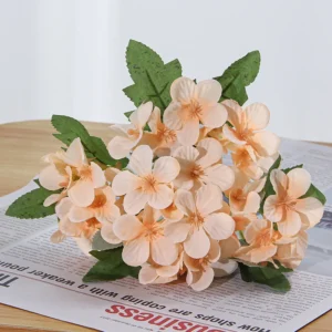 Alternate view of peach artificial Apricot Blossom Flower Bush