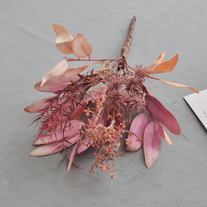 Alternate view of artificial autumn eucalyptus berry bush