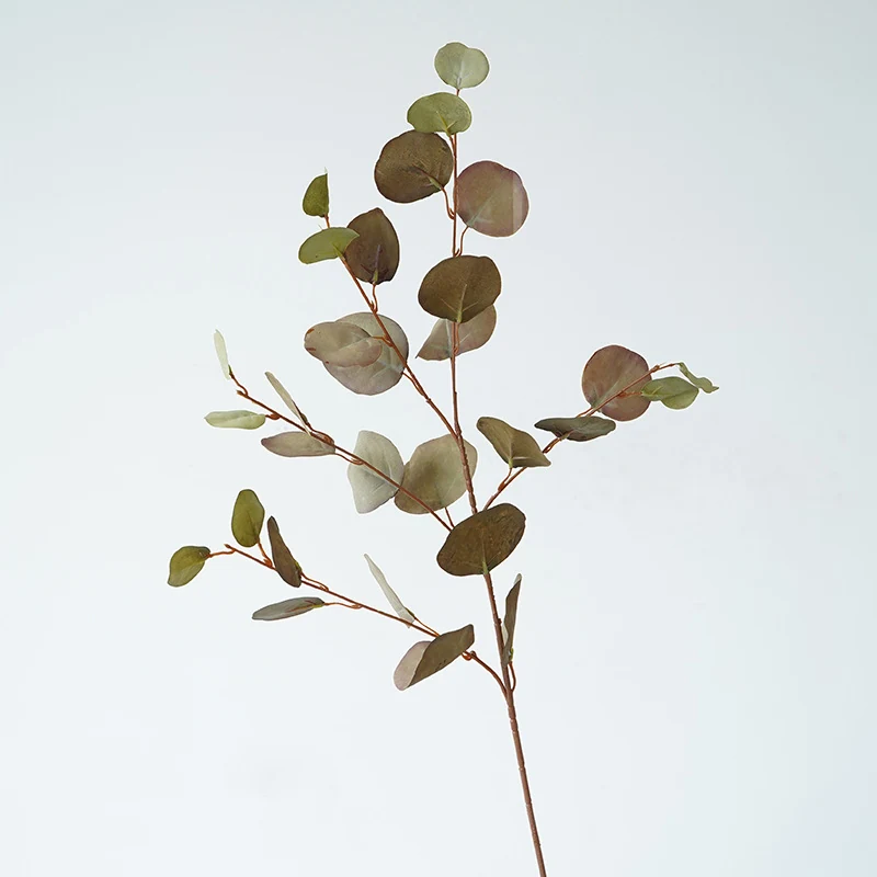 Brown Green artificial autumn eucalyptus branch