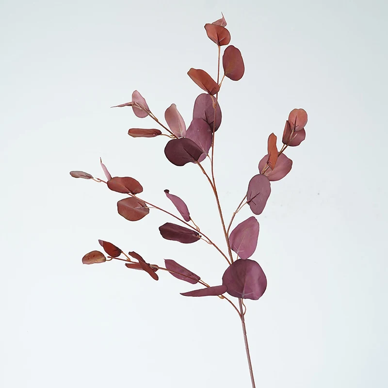 Burgundy artificial autumn eucalyptus branch
