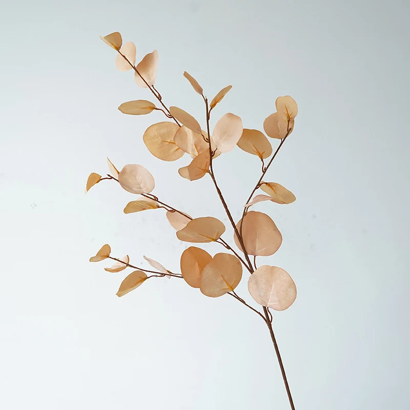 Champagne artificial autumn eucalyptus branch