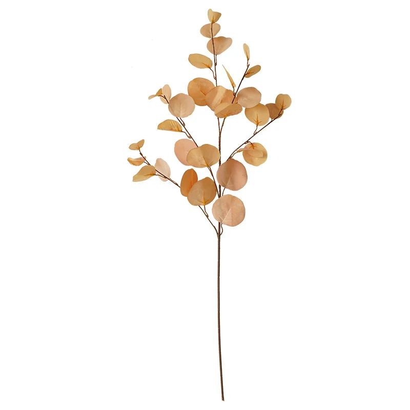 Ochre artificial autumn eucalyptus branch