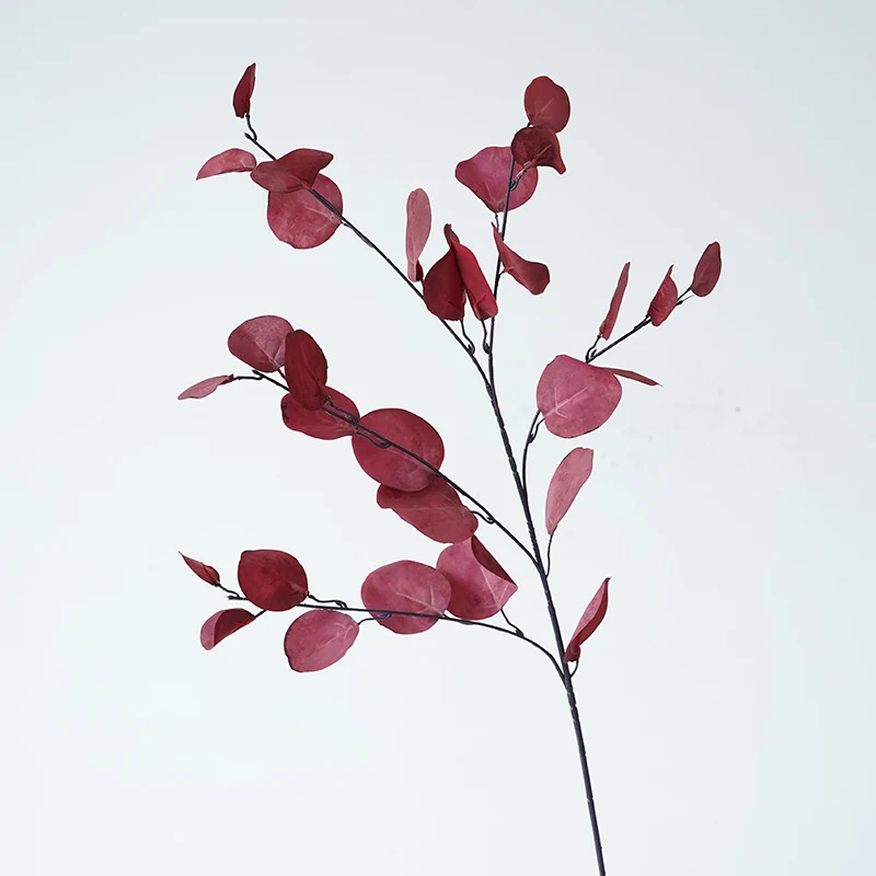 Red artificial autumn eucalyptus branch
