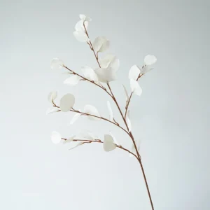 White artificial autumn eucalyptus branch