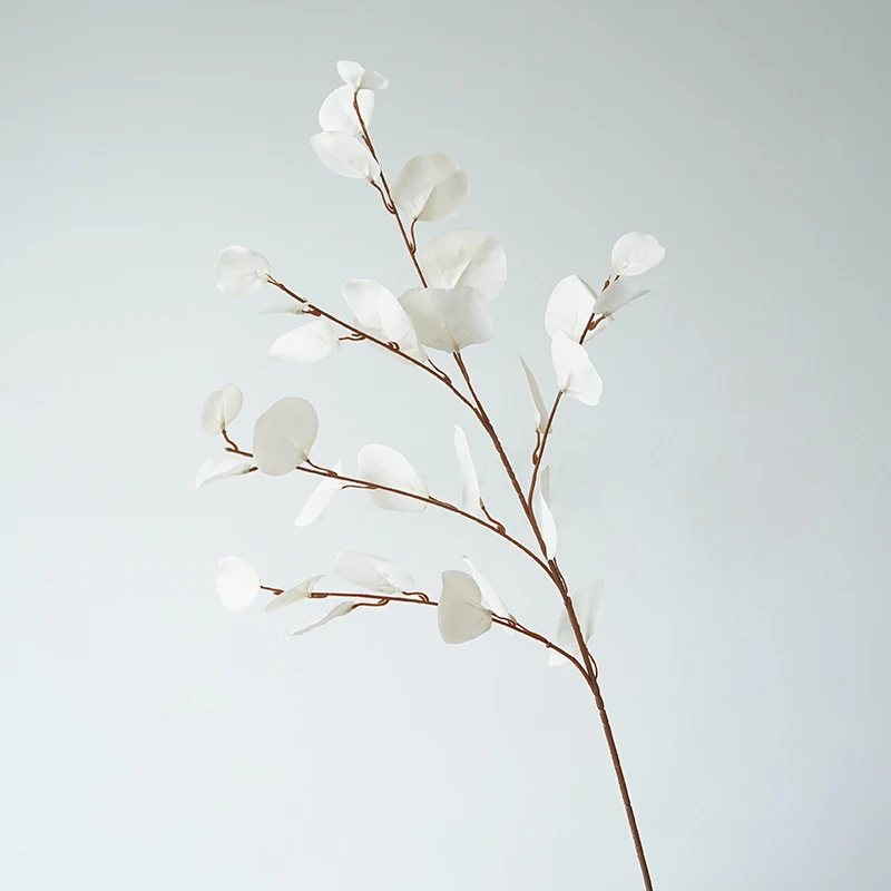 White artificial autumn eucalyptus branch