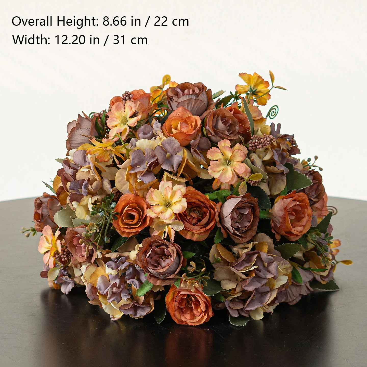 Size diagram for autumn hydrangea artificial autumn mixed flower table arrangement collection