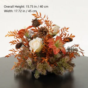 Size diagram for autumn pinecone artificial autumn mixed flower table arrangement collection