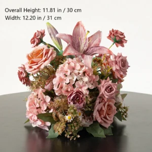 Alternate view of blush lily artificial autumn mixed flower table arrangement collection