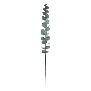 Artificial baby silver dollar eucalyptus stem with closely spaced grey-green round leaves, 43 cm