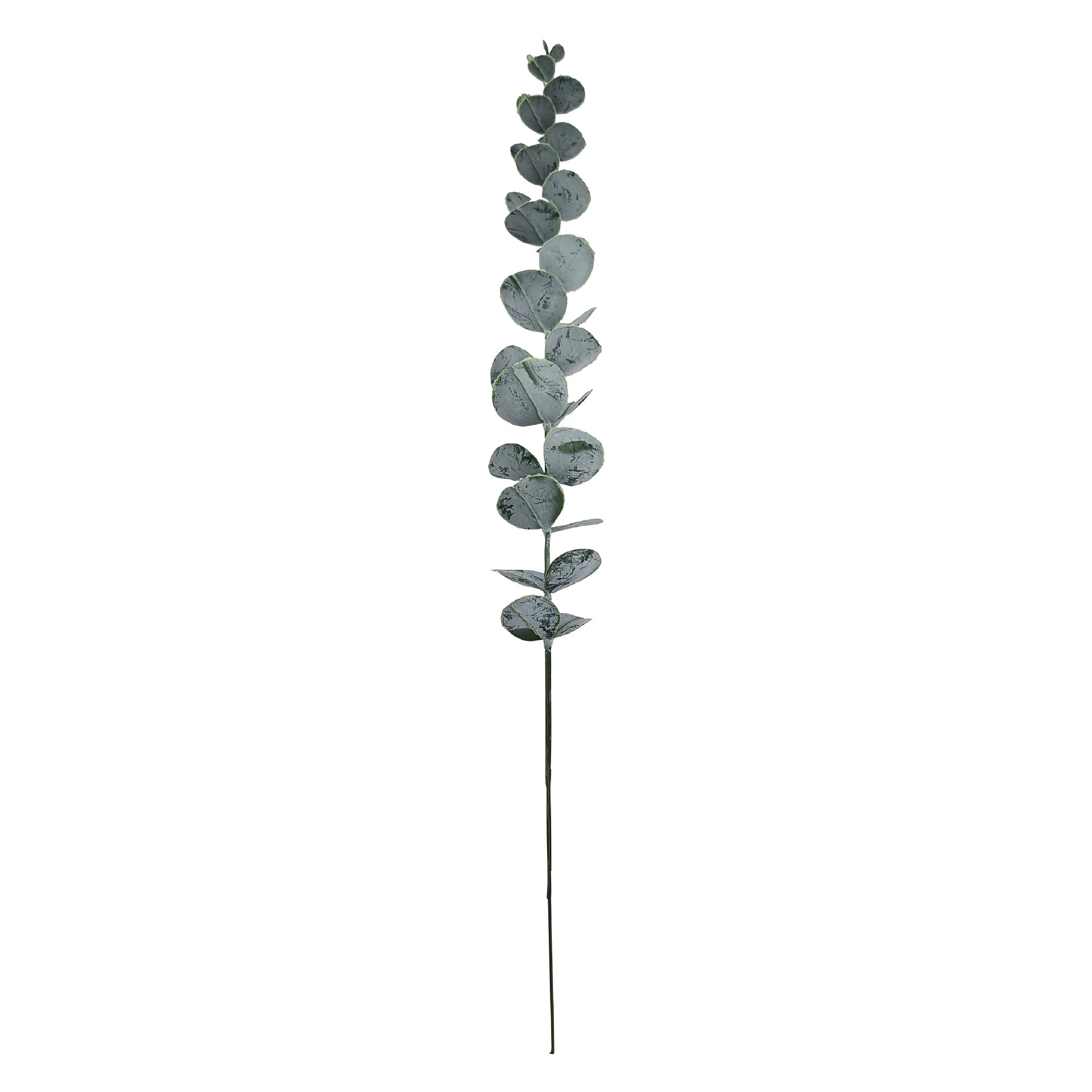 Artificial baby silver dollar eucalyptus stem with closely spaced grey-green round leaves, 43 cm