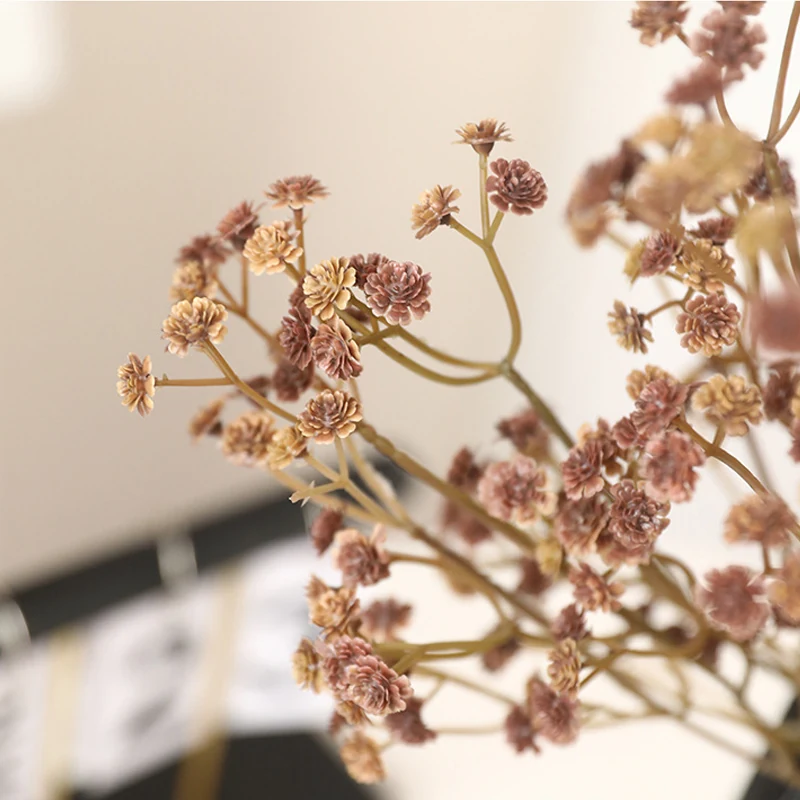 Close-up of brown detail for artificial baby's breath spray