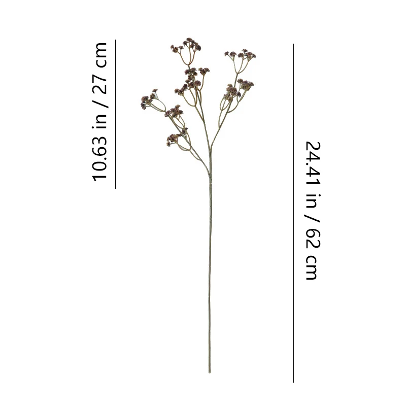 Size diagram for brown artificial baby's breath spray