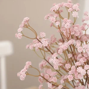 Close-up of light pink detail for artificial baby's breath spray