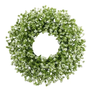 La couronne artificielle de bébé avec des fleurs blanches denses, 35 cm