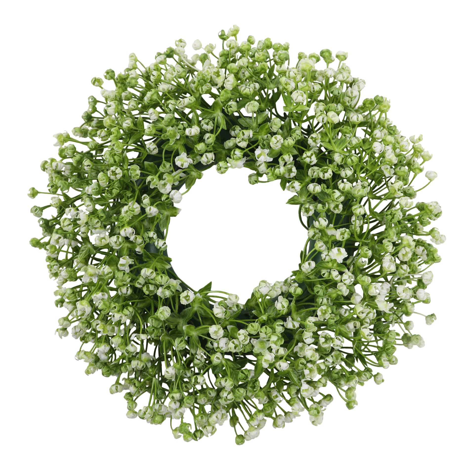 La couronne artificielle de bébé avec des fleurs blanches denses, 35 cm