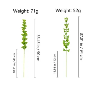 Size diagram for dense bloom artificial bells of ireland stem