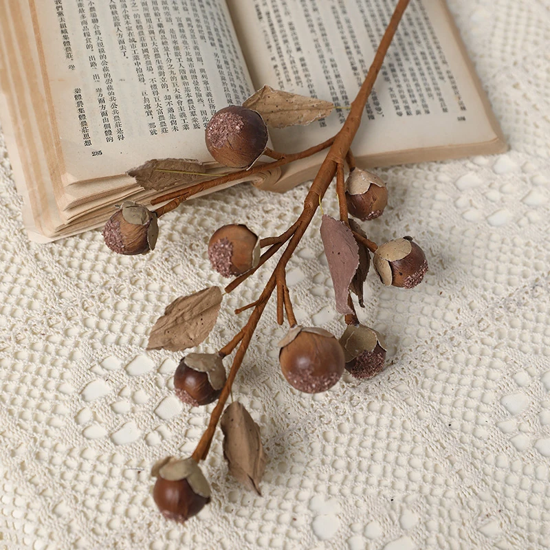 Alternate view of beige brown artificial berry branch