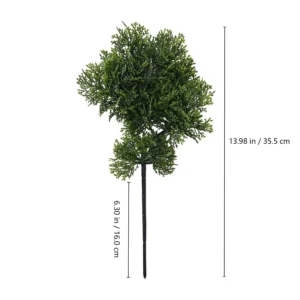 Size diagram showing 35.5 cm total height and 16 cm lower bare stem length of dense-cluster artificial bonsai stem