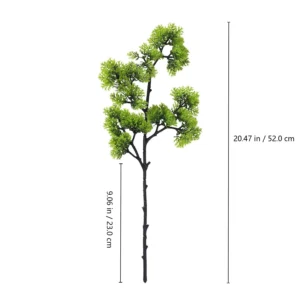 Size diagram showing 52 cm total height and 23 cm lower bare stem length of rounded-cluster artificial bonsai stem