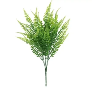Artificial Boston fern bush with mixed-green fronds and a shared lower stem, 41 cm