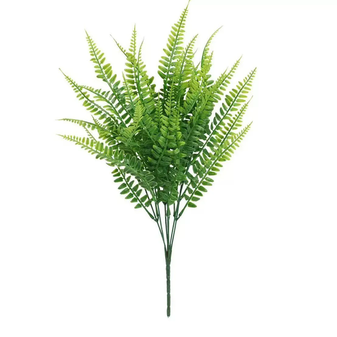 Artificial Boston fern bush with mixed-green fronds and a shared lower stem, 41 cm