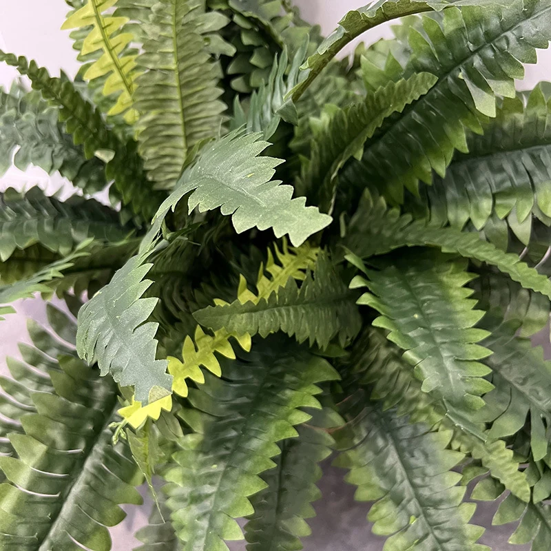 Close-up of frond detail for 56 cm artificial Boston fern bush
