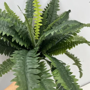 Close-up of leaf detail for 56 cm artificial Boston fern bush