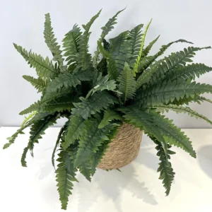 56 cm Artificial Boston Fern Bush shown in planter application