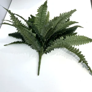 White Background artificial boston fern bush