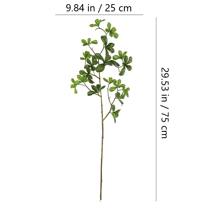Size diagram for artificial boxwood leaf branch, 75 cm