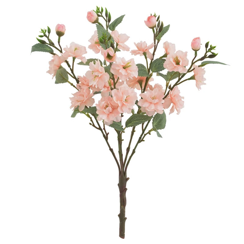 Rama de flores de Camelia artificial de color rosa azulado, 46 cm