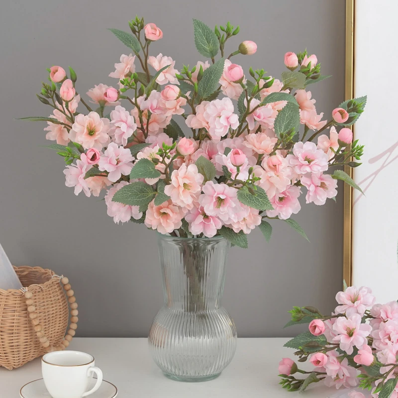 Pink artificial Camellia Flower Branch arranged for decorative display