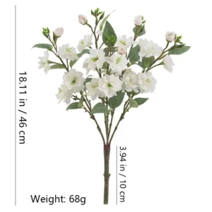 Specification diagram for white artificial Camellia Flower Branch