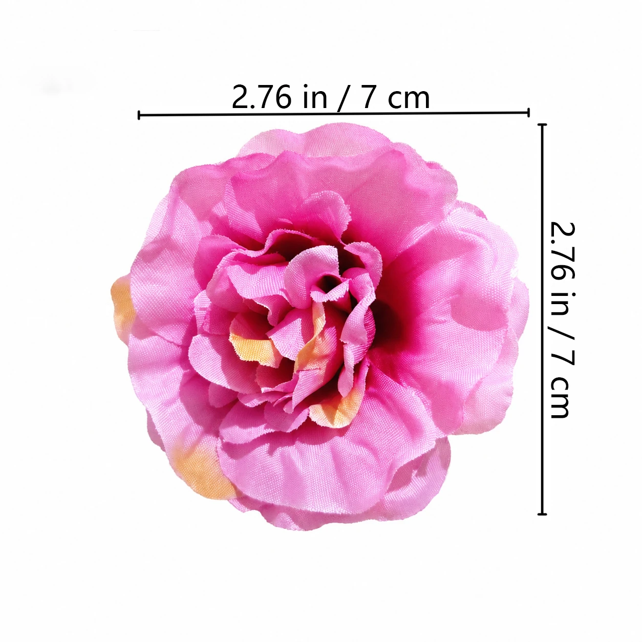 Specification diagram for pink artificial Camellia Flower Head