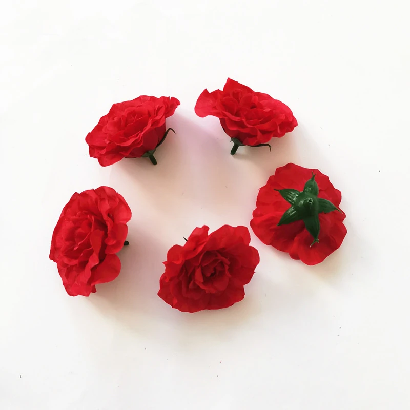 Red artificial Camellia Flower Head, 7 cm